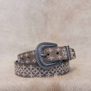 Catchfly Leather Silver Tone Embossed Metal Western Bohemian Belt NWT SZ: M Leather Cowboy Floral Belts for Women for sale | eBay main image 4
